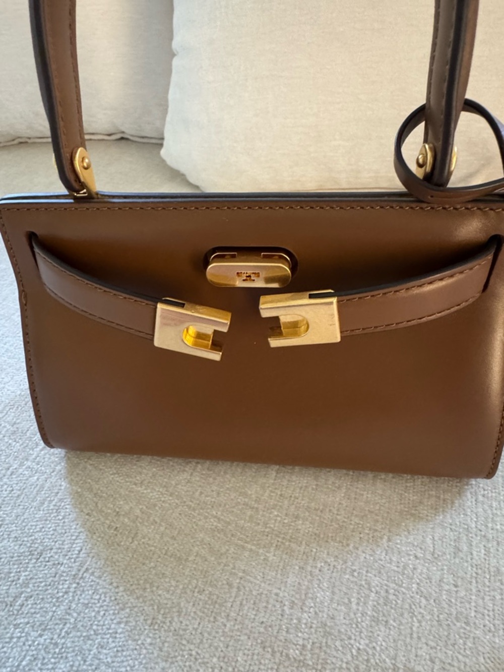 Tory Burch Dark Brown Leather Mini Satchel with Gold Hardware - Picture 4 of 5